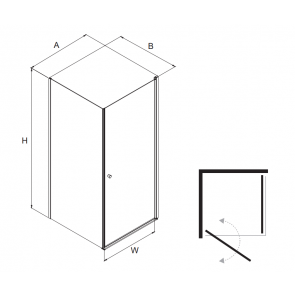 Cabina dus rectangulara cu usa batanta SOPORA CROM 90x90x195 cm