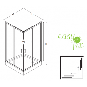 Cabina dus patrata cu usi glisante SALVO CROM 80x80x185 cm