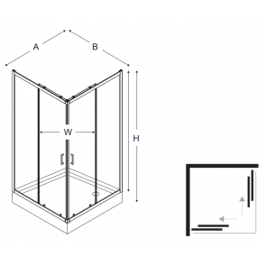 Cabina dus patrata cu usi glisante FAST CROM 80x80x185 cm