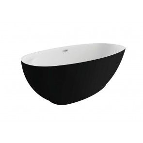 Cada de baie ovala freestanding Spatio Kira, acril, negru lucios, 165 x 75 cm