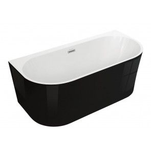 Cada de baie freestanding Spatio Solis, acril, negru lucios, 160x75 cm