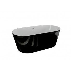 Cada de baie ovala freestanding Spatio Zoe, acril, negru lucios, 160 x 80 cm